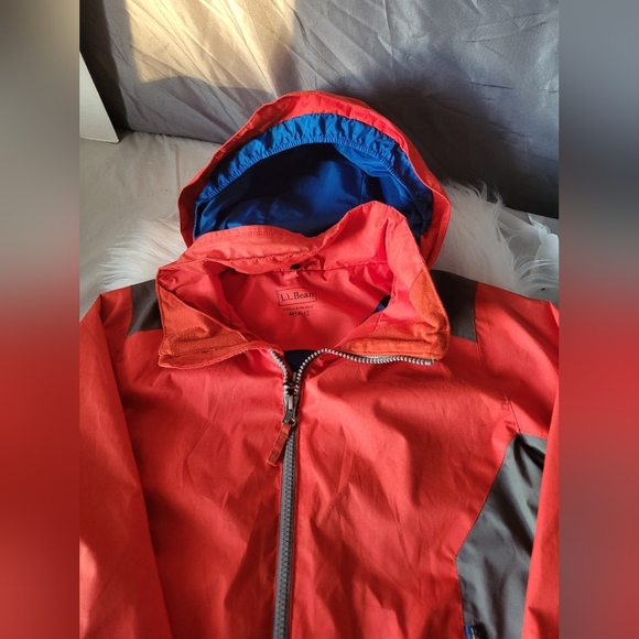 L.L. Bean Kids Raincoat in Orange and Gray,  Size M 10-12 - Picture 2 of 8